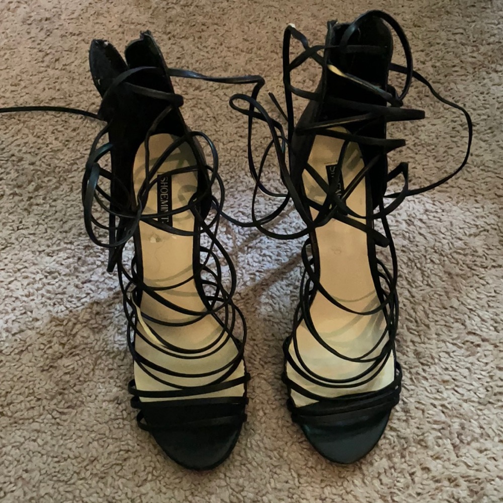 Black strappy heels